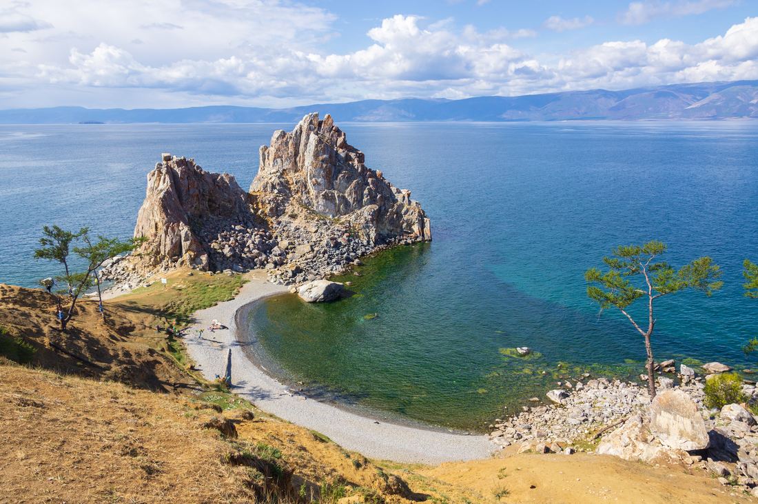 Shaman Rock on Cape Burhan jutting into Lake Baikal